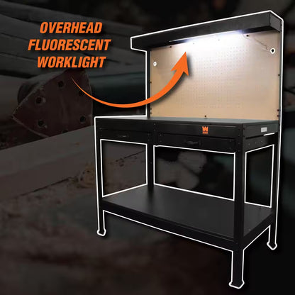 48 In. W X 25 In. D 2-Drawer Workbench with Power Outlets and Light