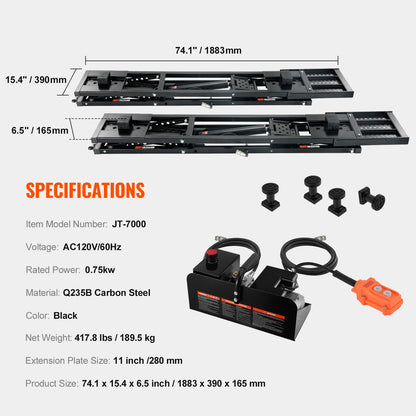 Authentic Portable Car Lift 7000LBS Automatic Jack System 10.2-26.8" Home Garage
